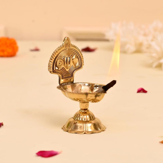 LX INDIA Diyas CraftVatika Pure Brass Kamakshi Tilak Diya