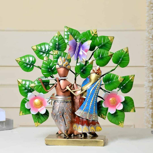 LXINDIA Show Piece CraftVatika Radhe Krishna Under Tree Metal Table Top Showpiece