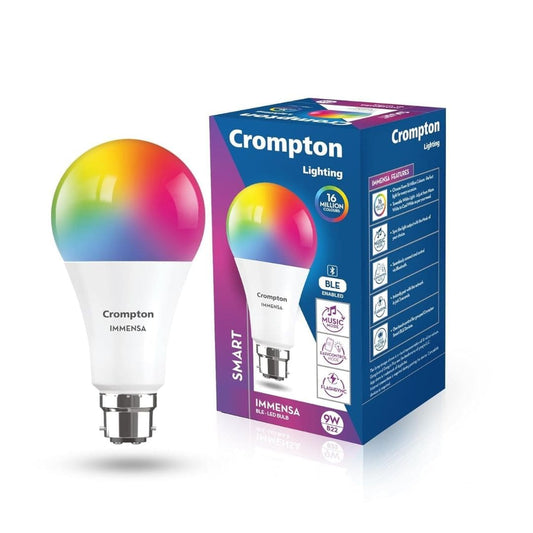 LX INDIA smart bulb Crompton Immensa 9W Bluetooth Enabled Smart Bulb B22 | 16 million Colours | White Tunable (Warm, Neutral & Cool White) & Dimmable | App-Control |Music Sync|Perfect light for all occasions|Pack of 1