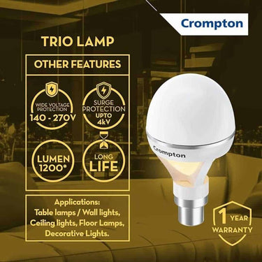 LXINDIA Bulb Crompton Trio Lamp with Indirect Lightning Mode