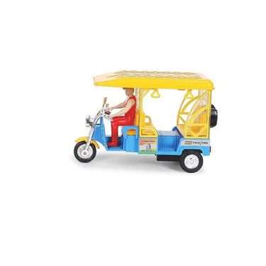 LXINDIA Toys Cube Play Pull Back Auto Rickshaw Toys Blue Yellow