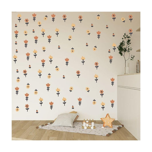 LX INDIA Wall Stickers CVANU 2 Sheets of Beautiful Flowers Wall Sticker for Wall Decoration Pack of 2