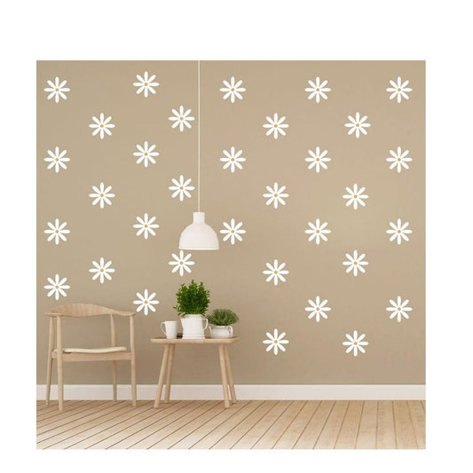 LX INDIA Wall Stickers CVANU 6 Sheets of Beautiful White Flowers Wall Sticker