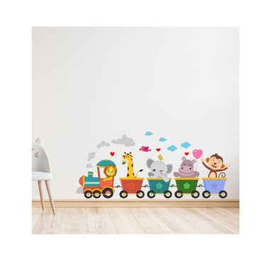 LX INDIA Wall Stickers CVANU Animal Train Self-Adhesive Vinyl Wall Sticker for Wall Decoration