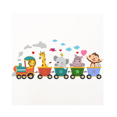 LX INDIA Wall Stickers CVANU Animal Train Self-Adhesive Vinyl Wall Sticker for Wall Decoration