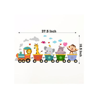 LX INDIA Wall Stickers CVANU Animal Train Self-Adhesive Vinyl Wall Sticker for Wall Decoration