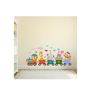 LX INDIA Wall Stickers CVANU Animal Train Self-Adhesive Vinyl Wall Sticker for Wall Decoration