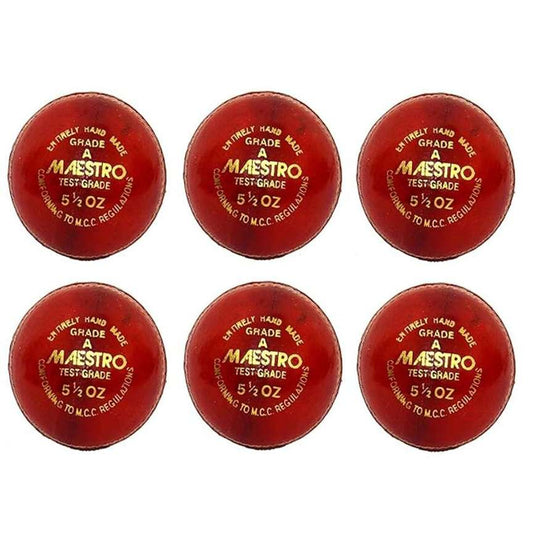 LX INDIA Cricket ball CW Maestro Red Cricket 4PC Leather Ball Pack of 6