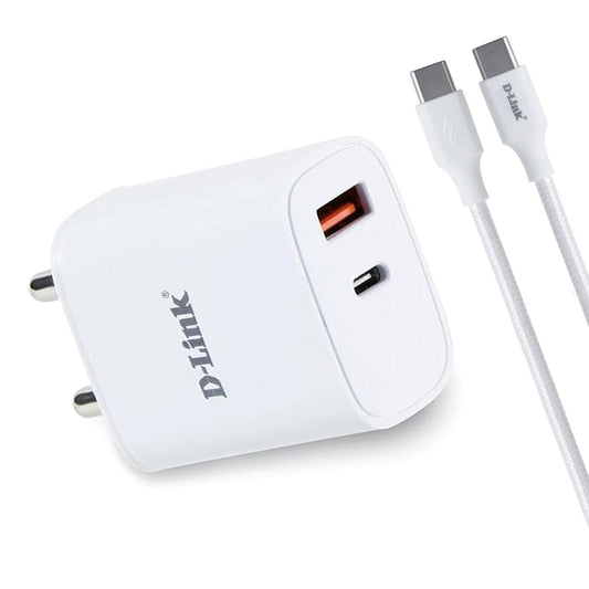 LX INDIA Mobile Charger D-Link 33W Dual Port Fast Charger Type-C & Usb-A For All Mobiles Phones