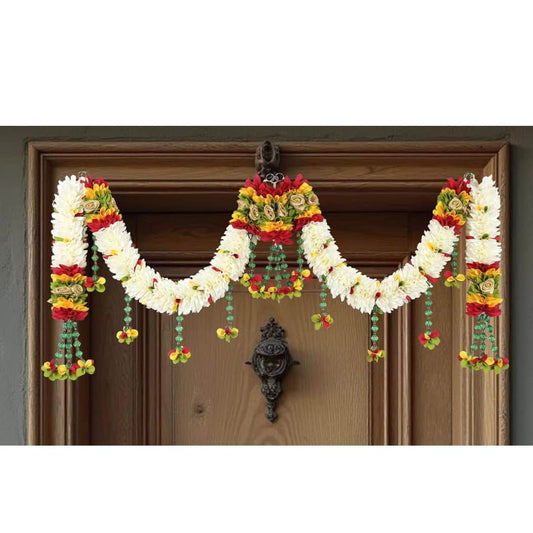 LX INDIA Diwail sale Daedal crafters Crystal Hanging Artificial Flower Toran for Main Door Entrance, Reusable Thoran for Pooja Mandir, Living Room & Home Décor, Bandarwal for Festival Decoration (42x14 inch)