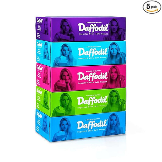 LXINDIA Tissue DAFFODIL 2 Ply Facial Tissue and Car Tissue Pack of 10 (100 Pulls, 200 Sheets)
