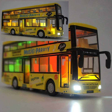 LXINDIA Toys DARVICE Long Double Decker Bus Yellow