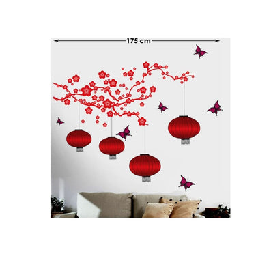 LX INDIA Wall Stickers Decals Design 'Chinese Lamps in Double Sheet' Wall Sticker (PVC Vinyl, 90 cm x 60 cm x 2