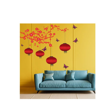 LX INDIA Wall Stickers Decals Design 'Chinese Lamps in Double Sheet' Wall Sticker (PVC Vinyl, 90 cm x 60 cm x 2