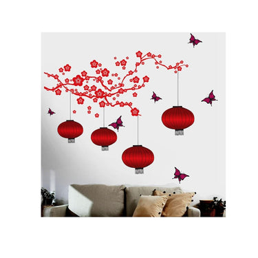 LX INDIA Wall Stickers Decals Design 'Chinese Lamps in Double Sheet' Wall Sticker (PVC Vinyl, 90 cm x 60 cm x 2