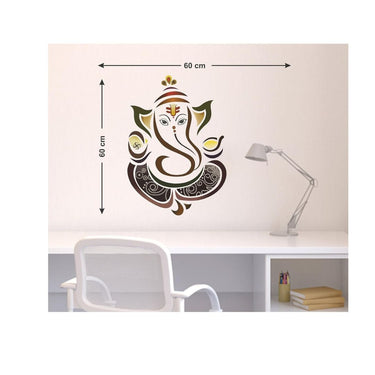 LX INDIA Wall Stickers Decals Design 'Modern Elegant Ganesha God' Wall Sticker (PVC Vinyl, 50 cm x 70 cm, Multicolour)