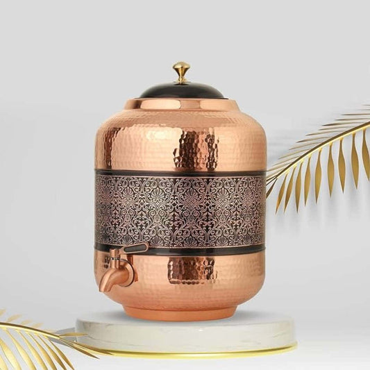LXINDIA Water Dispensers Decorative India Copper Hammer Carving Water Dispenser (Copper Antique Glossy Finish)