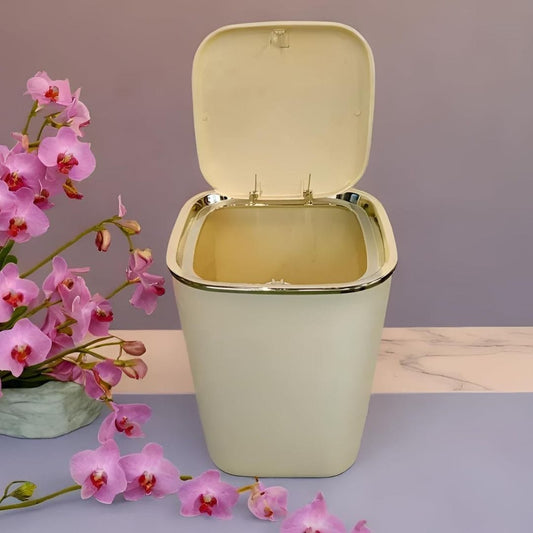 LX INDIA Bin DecorTwist Pressing Trash Can Box Large (Off White)