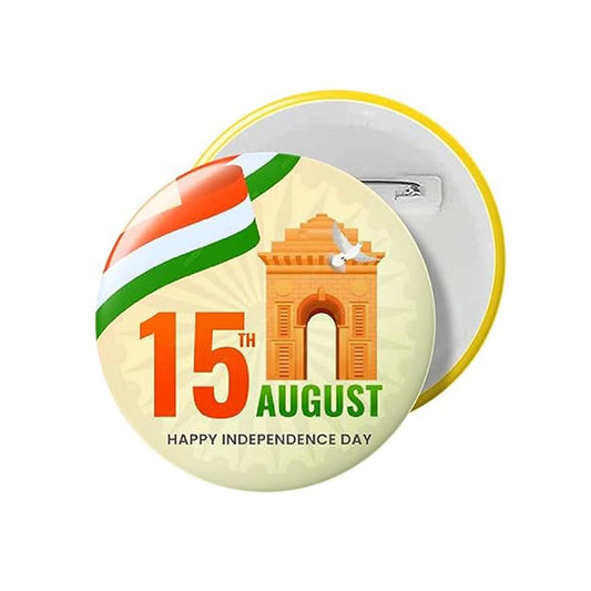 LX INDIA Flag-Themed Badges Deep Print Mart 15 August Independence Day Badge - 58mm High Glossy Flag S-01(10)