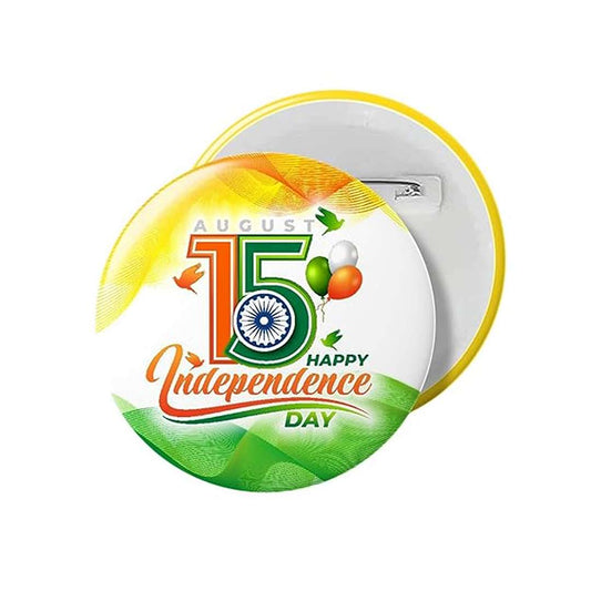 LX INDIA Flag-Themed Badges Deep Print Mart 15 August Independence Day Badge - 58mm High Glossy Flag S-07