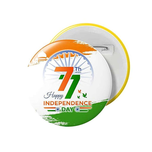 LX INDIA Flag-Themed Badges Deep Print Mart 15 August Independence Day Badge - Indian National Flag Badge - 58mm High Glossy