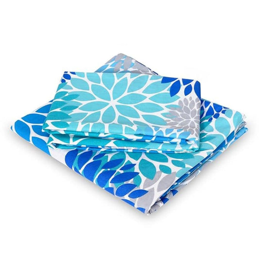 LX INDIA Bedsheet Divine Casa Cotton Bedsheet for Single Bed with 1 Pillow Cover (145 X 223 cm, Blue, Floral)