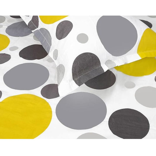 LX INDIA Bedsheet Divine Casa Cotton Bedsheet for Single Bed with 1 Pillow Cover (145 X 223 cm, Geometric, Grey Yellow)