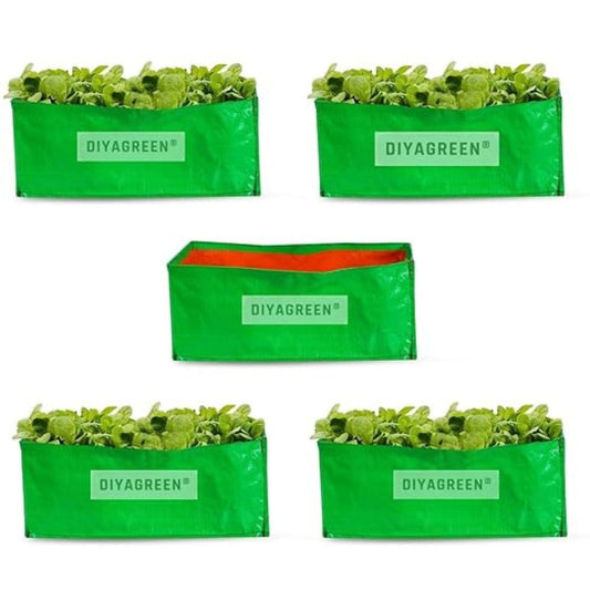 LX INDIA Grow Bags DIYAGREEN HDPE Grow Bags 5 Nos Size 24 x 12 x 9 inch Terrace/Kitchen Garden Vegetable Planting Pots