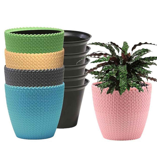 LX INDIA Self-watering plant pots DOAP 5 Self Watering Pots Setwith Inner Liner Pots (Assorted)