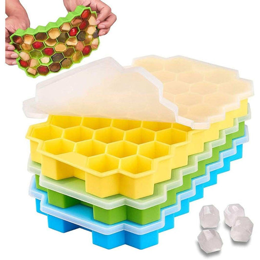 LX INDIA Ice Cube Tray DOCOSS Food Grade Premium Silicone 37 Cavity Ice Cube Mould (3 Pcs)