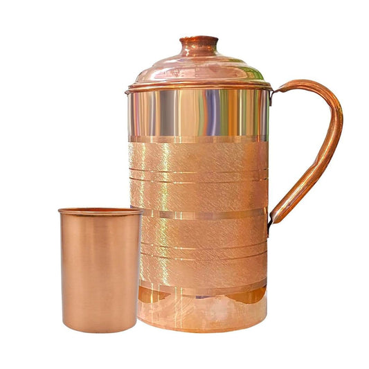 LX INDIA Jug doko Pure Copper Water Jug 2 Litre with Copper Glass 300ml