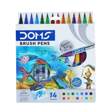 LXINDIA Sketch Pen DOMS 14 Shades Brush Pen Box Pack