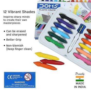 LXINDIA Crayons DOMS Dommymate Non Toxic Plastic Crayons (12 Assorted Shades 2 Set)