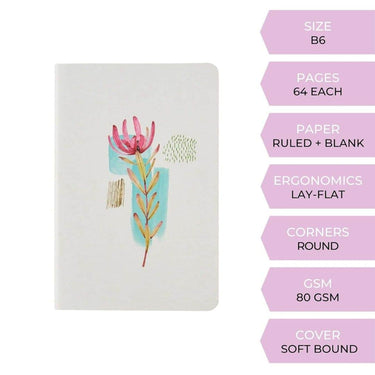 LXINDIA Note Book DOODLE Pastel Petals Set of 3 Softbound B6 Undated Notebook(Pack of 3)