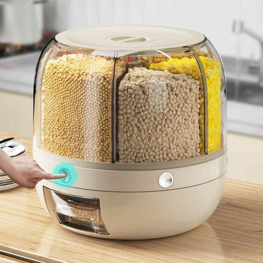 LXINDIA Cereal Dispenser Dravizon Grain Dispenser, Rotating Rice Dispenser Storage Container (Off white)