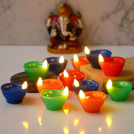 LX INDIA Diyas Dreamica Set of 12 Decorative Water Sensor Diyas