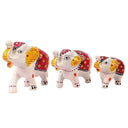 LXINDIA Show Piece DreamKraft Paper Mache HandCrafted Elephant Showpiece Idols (Set of 3) White