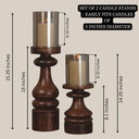 LX INDIA Candle Holders DREAMY WALLS Wooden Candle Stand Set of 2