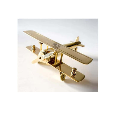 LXINDIA Show Piece DSH Brass Aeroplane Table Top Miniature Decorative Showpiece Gold