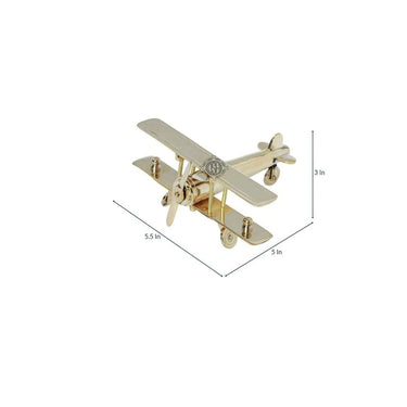 LXINDIA Show Piece DSH Brass Aeroplane Table Top Miniature Decorative Showpiece Gold