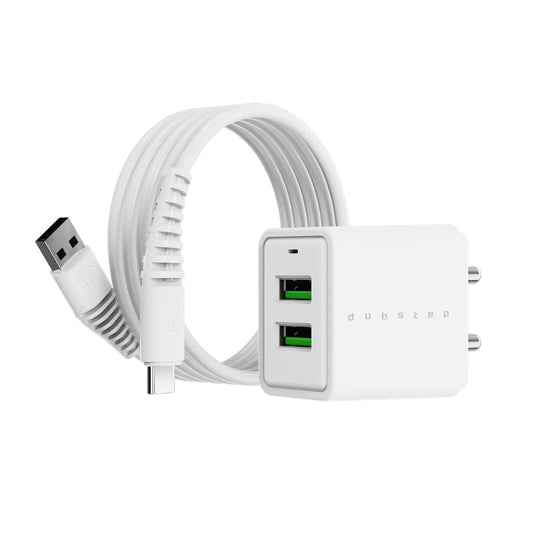 LX INDIA Mobile Charger Dubstep Sprint 16W Dual USB Port Wall Charger with 1M