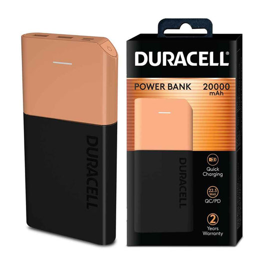 LX INDIA Power Bank Duracell 20000 MAH Slimmest Power Bank with 1 Type C PD and 2 USB A Port