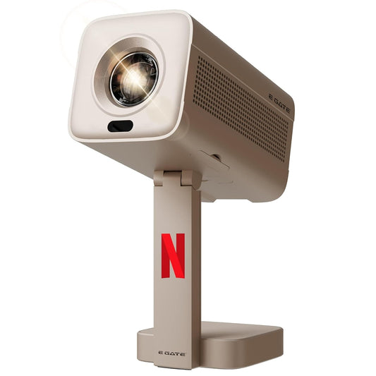 LX INDIA Projector E GATE Atom 4X+ Fully Automatic Projector 4k Ultra HD | Whale TV+ Live TV on Android | Brightest 400 ISO | Native 1080p, Netflix, Prime | USB-HDMI ARC+CEC | HDR+HLG | WiFi 6, BT, FlexAngle, Egate Gold