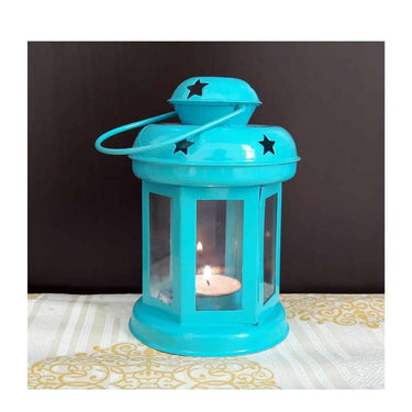 eCraftIndia Blue Metal Wall Hanging Lantern Tea Light Candle Holder