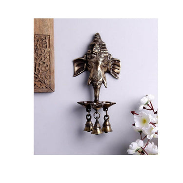 eCraftIndia Ganesha Wall Hanging (Brown and Gold)