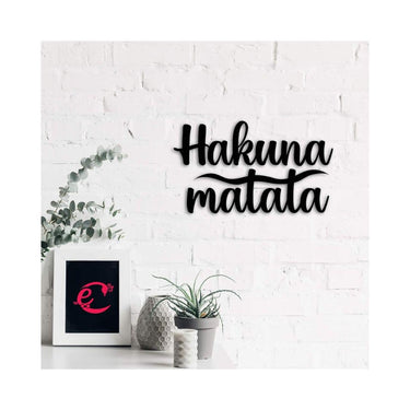 eCraftIndia Hakuna Matata Black Mdf Engineered Wooden Wall Art or Hanging Cutout