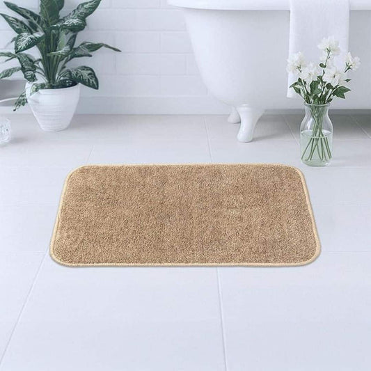 LX INDIA Anti-Slip Mats Beige Earthy Fables Soft Microfiber Bathmat - Loop Pile 60x40 cm