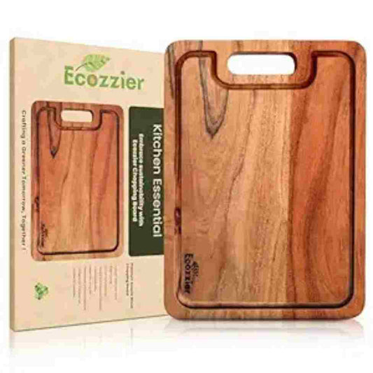 LX INDIA Chopping Board Ecozzier Wooden Chopping Board for Kitchen Acacia Wood Reversible 35.5L x 25.4W x 1.8Th