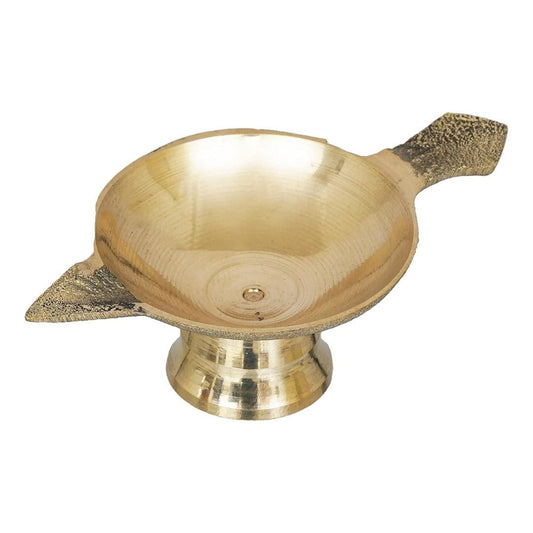 LX INDIA Diyas eCraftIndia Golden Decorative Brass Diya with Stand and Holder