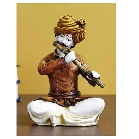 LXINDIA Show Piece eCraftIndia Handcrafted Polyresin Rajasthani Musician Men Statue